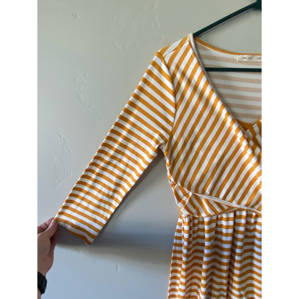 Reb. in J. Mustard and Ivory Striped V Neck Crossover Midi Dress Sz M NWT Career - Picture 4 of 5